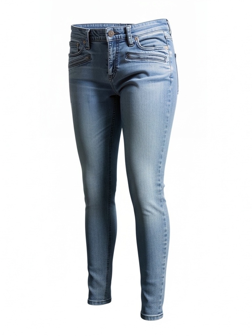 Banana Republic Light Wash Moto Utility Zipper Skinny Jeans Size 8 Petite